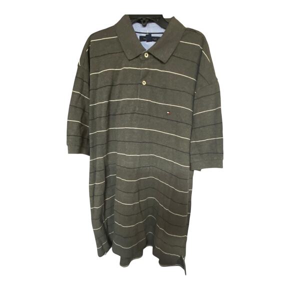 Tommy Hilfiger Other - Tommy Hilfiger Mens XL Classic Collar Polo Shirt Gray White Stripe Cotton Office